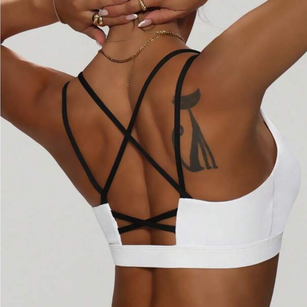 Strappy Cross-Back White Sports Bralette